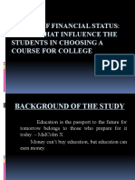 Effect of Financial Status: Things That Influence The Students in Choosing A Course For College