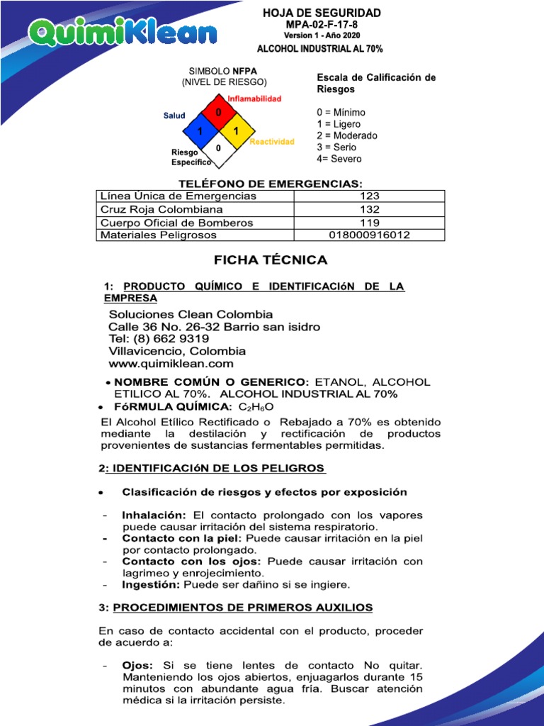 Ficha Tecnica Alcohol PDF PDF Respiración Solubilidad