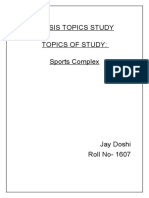 Thesis Topics Study Topics of Study: Sports Complex