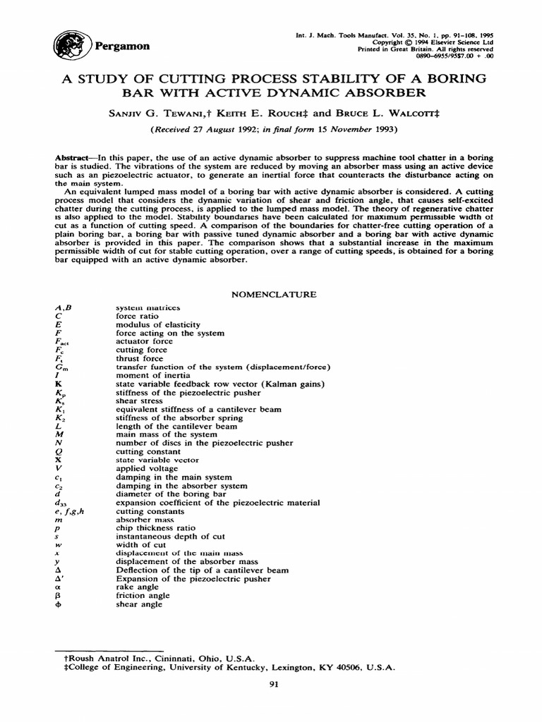 Active Vibration Absorber PDF Piezoelectricity Beam (Structure)