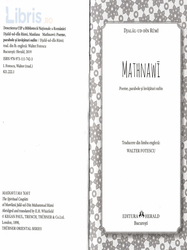 Mathnawi. Poeme, Parabole Si Invataturi Sufite - Rumi PDF | PDF