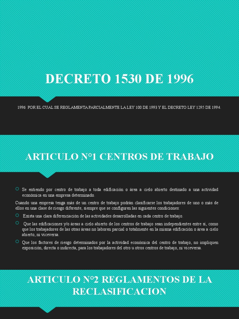 Decreto 1530 de 1996 | PDF | Seguridad y salud ocupacional | Pensión, image size:768x1024