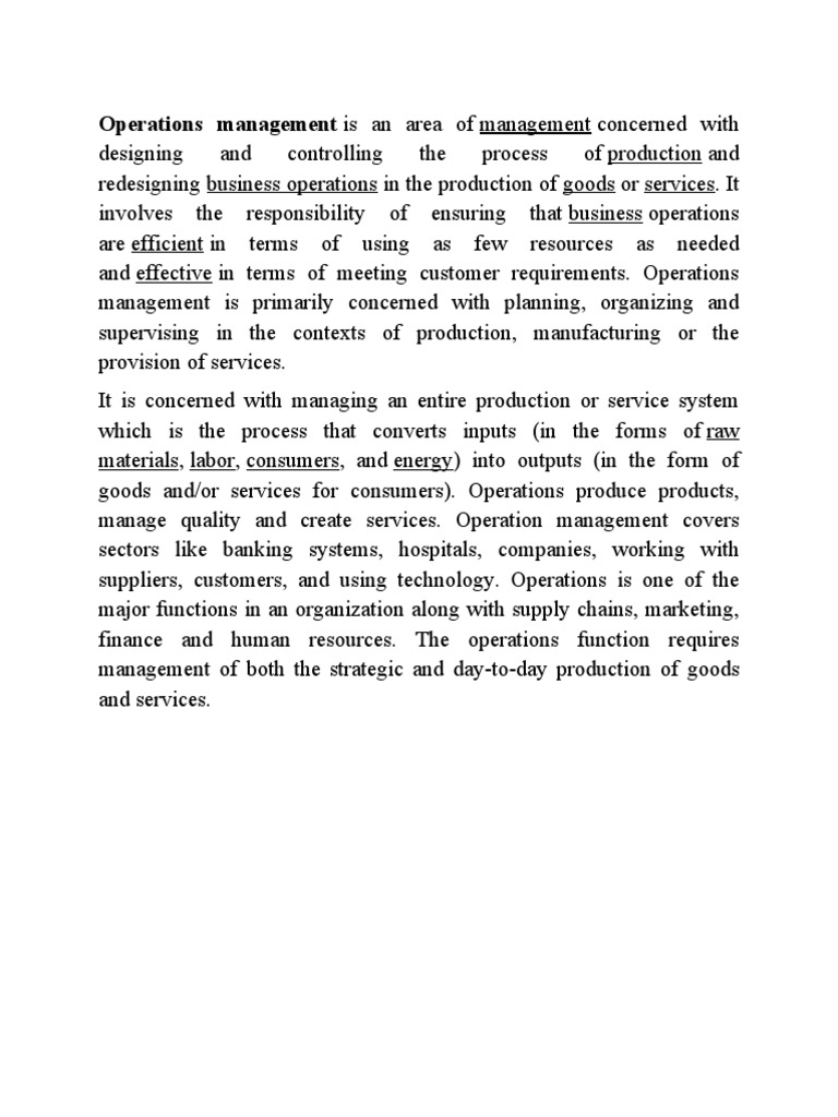 Understanding Operations Management | PDF
