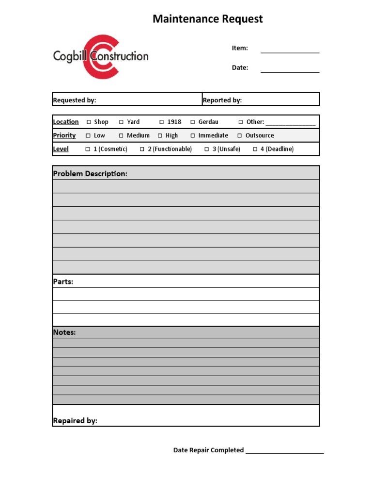 Maintenance Request WO | PDF