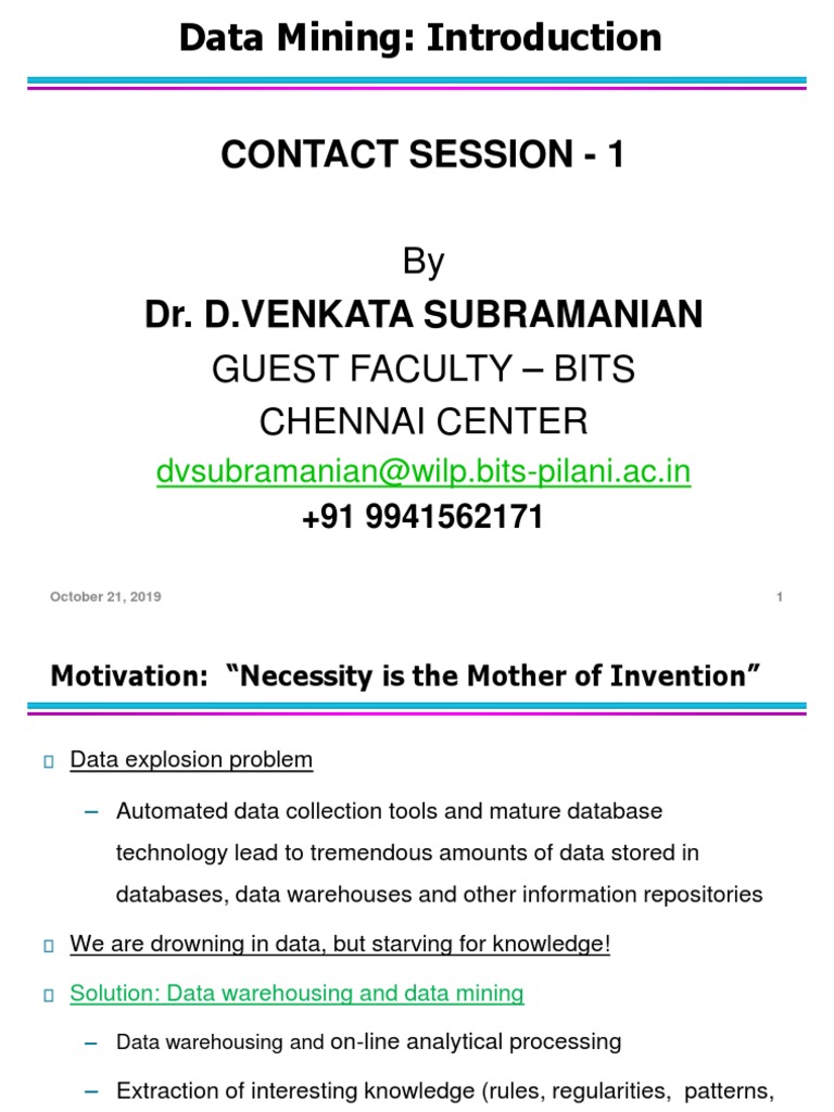 2 Dm Module 1 Introduction Dvs Pdf Data Mining Data Warehouse