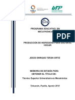 Tesina Buena Producción de Hidrógeno para Uso en El Hogar PDF