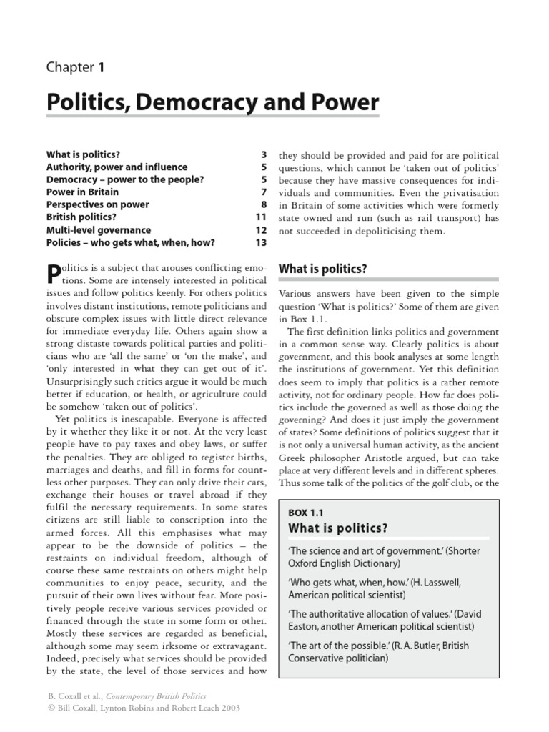 Politics, Democracy and Power | PDF | Public Sphere | Sociological Theories