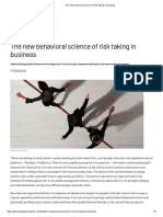 The New Behavioral Science of Risk Taking in Business