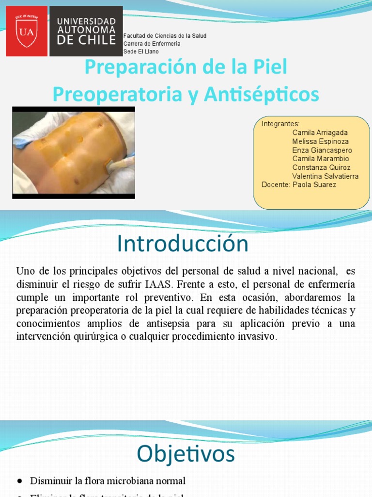 Manejo de La Piel Pre Operatoria y Antisépticos | PDF | Las bacterias ...