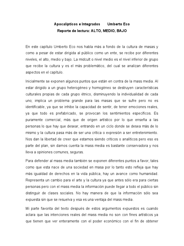 Alto, Medio, Bajo PDF Medios de comunicación en masa Información