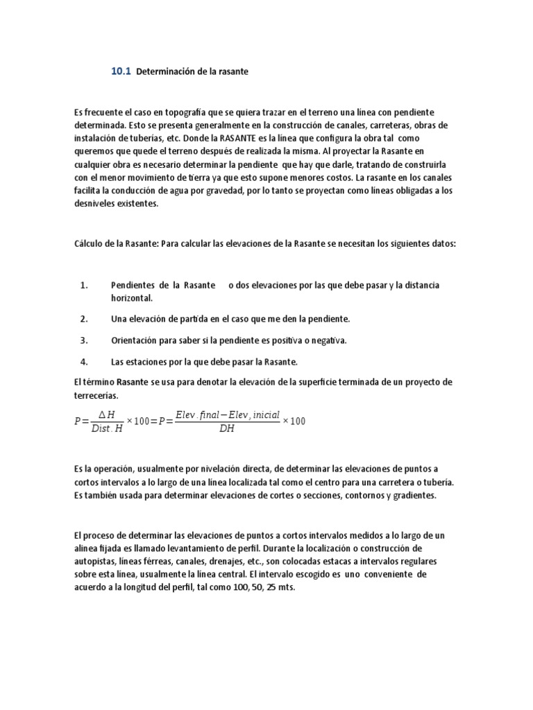 Determinación de la Rasante en Construcción | PDF | Tecnología