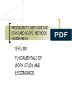 IENG 301 Fundamentals of Work Study and Ergonomics: Productivity, Methods and Standard Scope, Methods Engineering