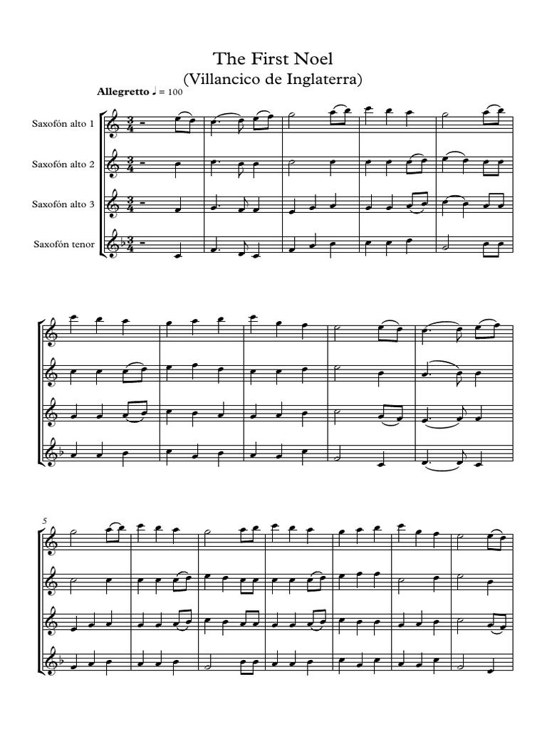 The First Noel Nueva 3 Altos+ Tenor - Partitura Completa PDF | PDF