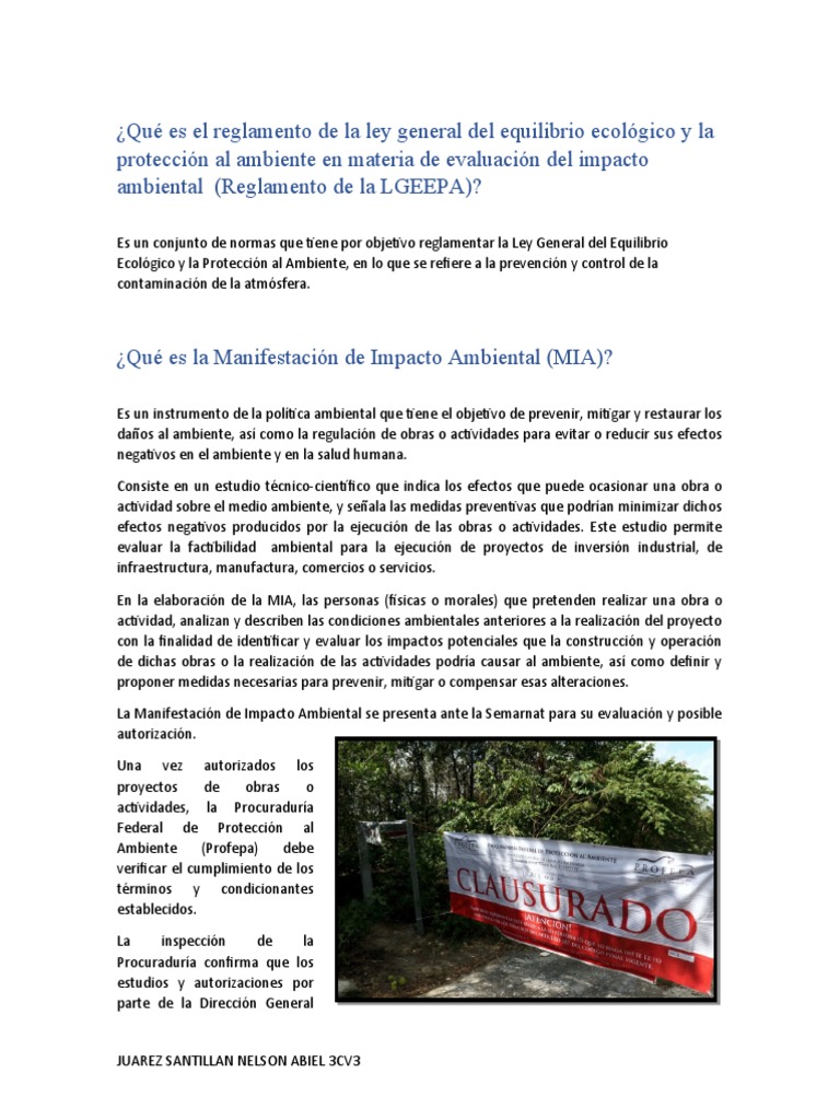 Manifiesto de Impacto Ambiental e Informe Preventivo | PDF | Evaluación ...