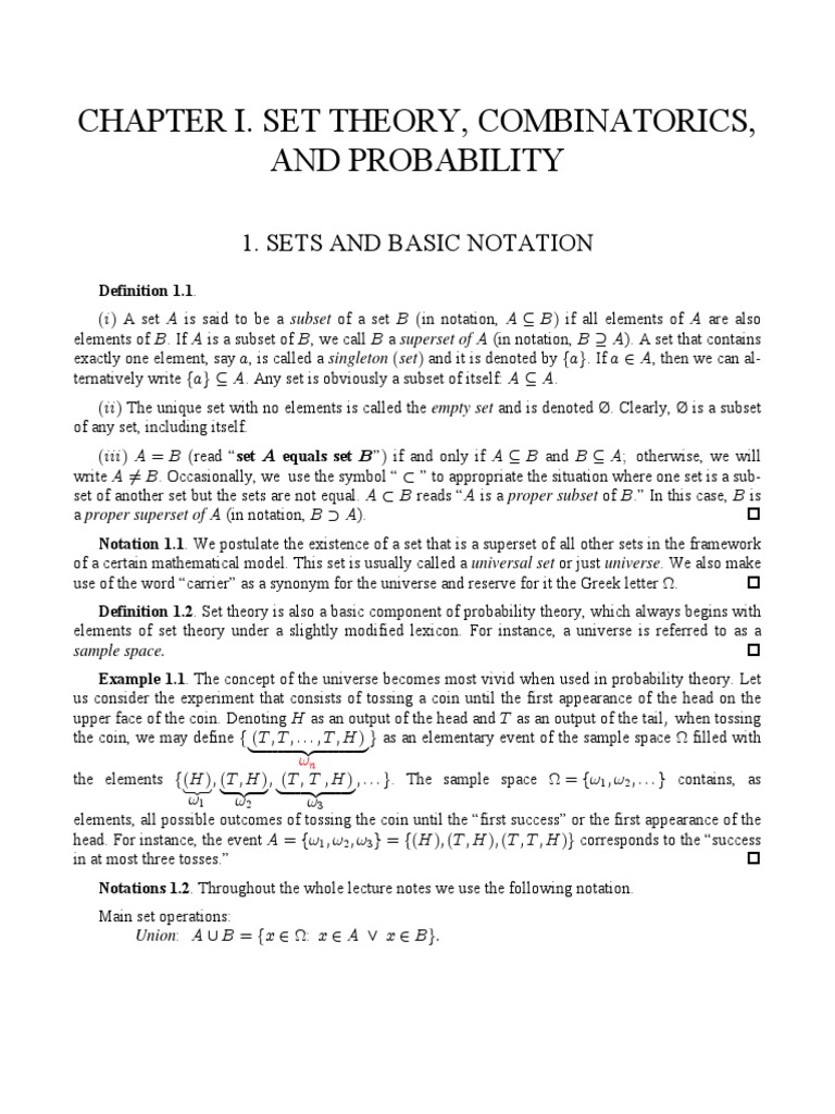 Lecture 1 Sets Probability Measure Mathematics Set Mathematics