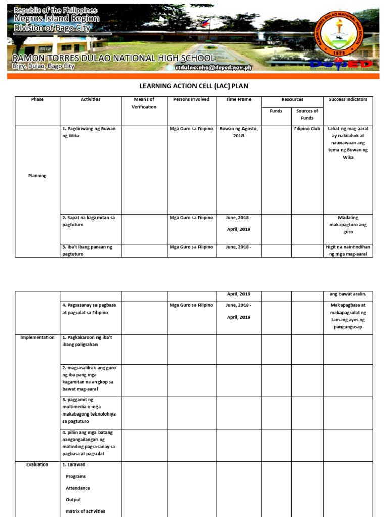 LAC Plan - Filipino | PDF