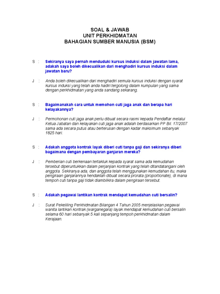 Soalan Lazim Unit Perkhidmatan Pdf