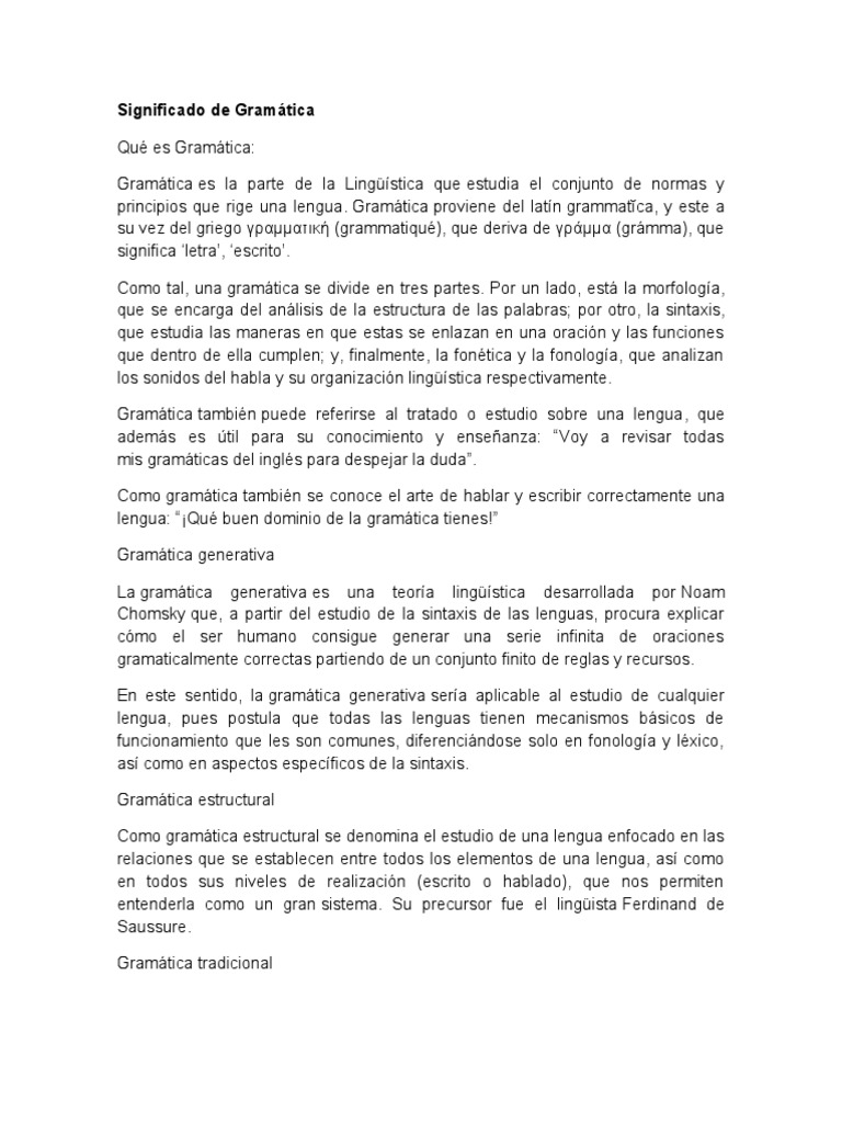 Gramática: Normas y Tipos Explicados | PDF | Oración (Lingüística ...