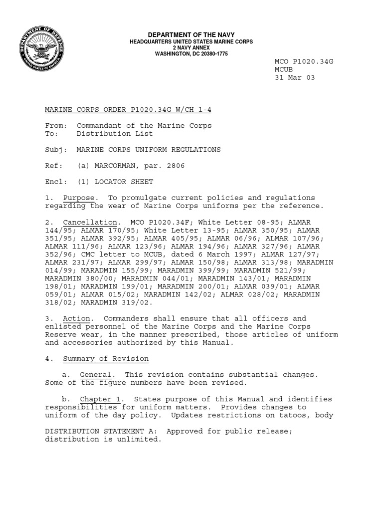 Marine Uniform Regs | PDF