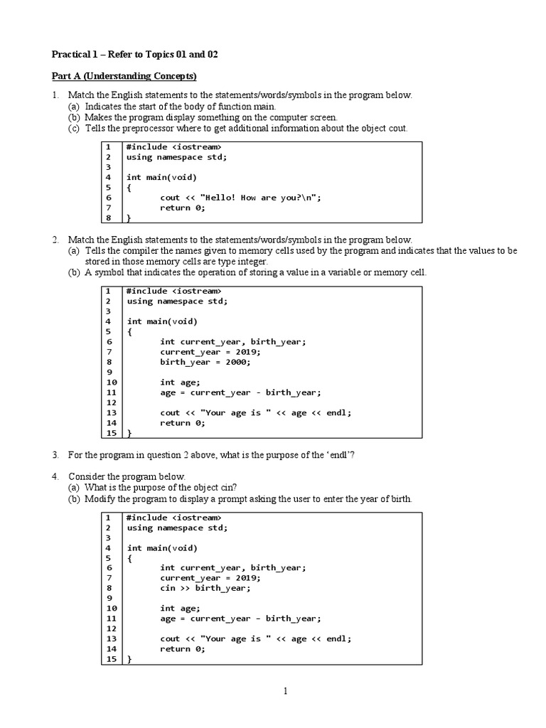 Practical 01 - Simple Program | PDF | Computer Program | Programming
