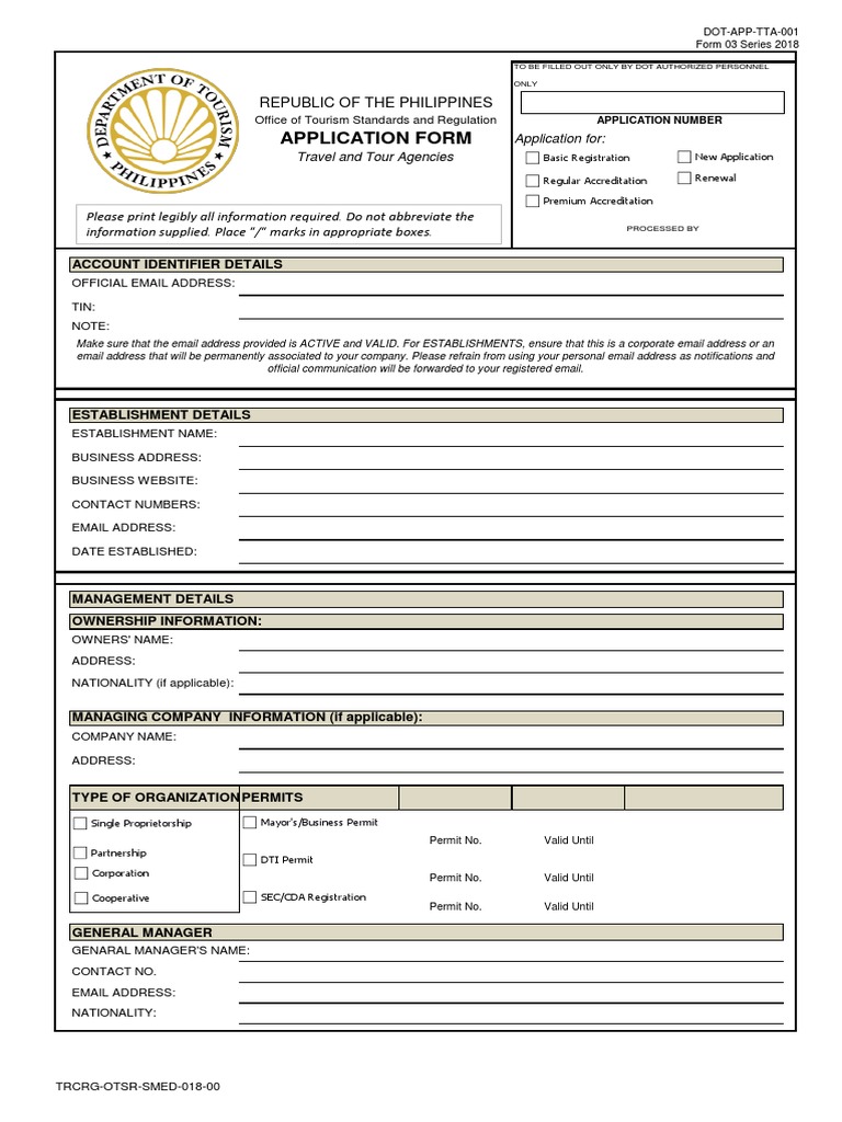 DOT Travel Agency Application PDF Sole Proprietorship Business Law