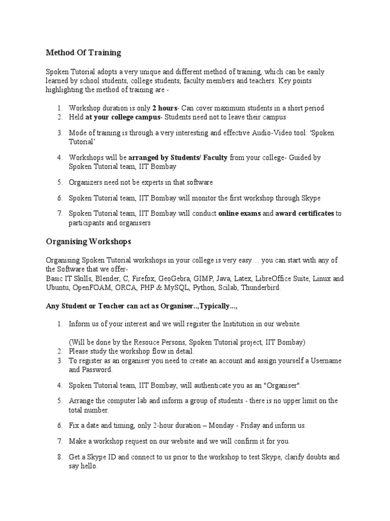 Spoken Tutorial Training Guide | PDF | Websites | World Wide Web