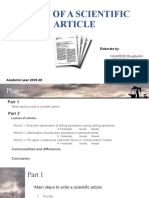 Study of A Scientific Article: Academic Year 2019-20