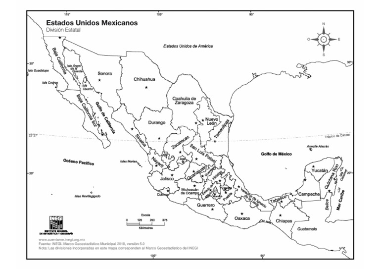 Mapa Mexico Con Nombres para Imprimir | PDF