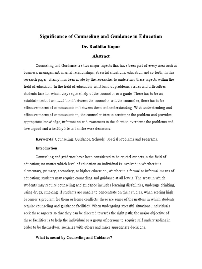 Student Counseling in Education | PDF | School Counselor | Counseling ...