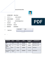 Raza Khan: Examination Roll No Semester Marks Percentage & Division Board/University