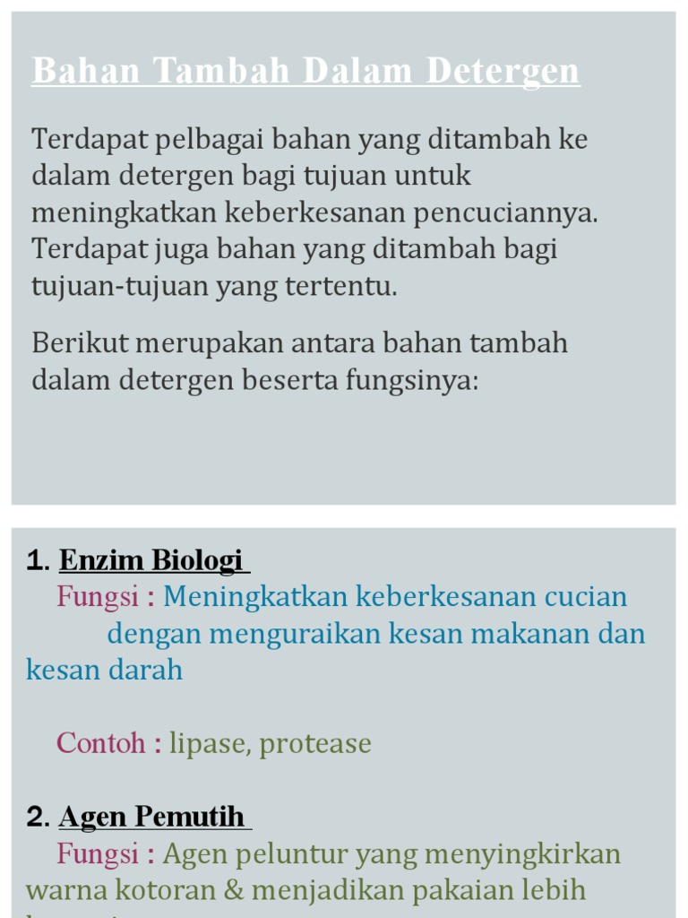 Bahan Tambah Detergen Pdf