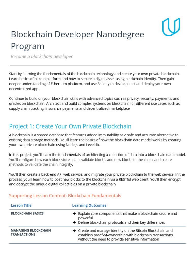 Blockchain Developer ND v2 Syllabus PDF | PDF | Authentication ...