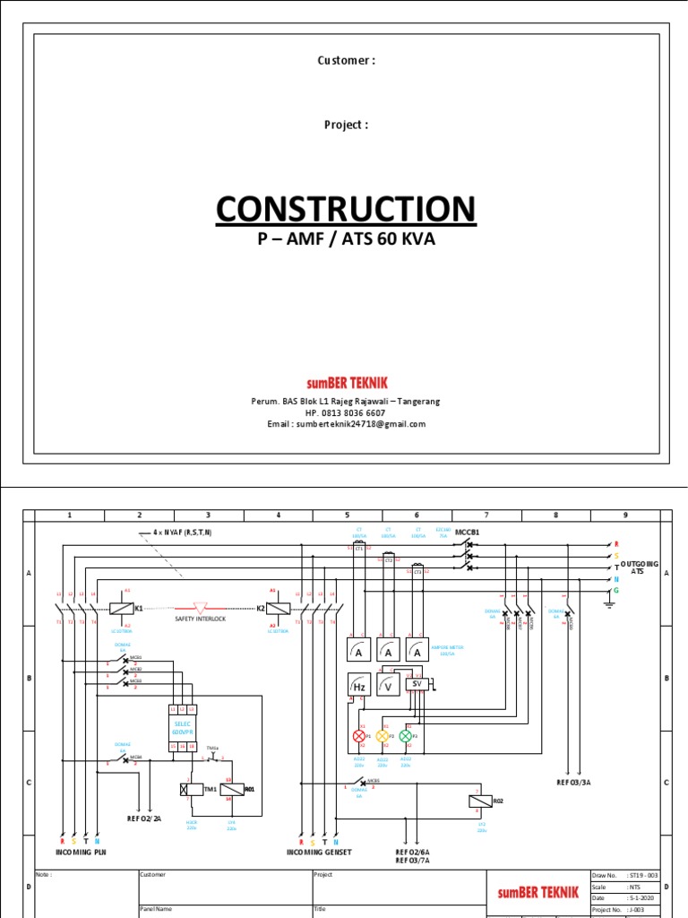 Wiring Diagram ATS 60kva Contactor PDF | PDF | Electricity | Electronics