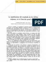 La Signification Del Resultado en Los Delitos Culposos, en El Llerecho Penal Espanol