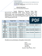 Pengumuman UAB Dan MUT Genap 2020