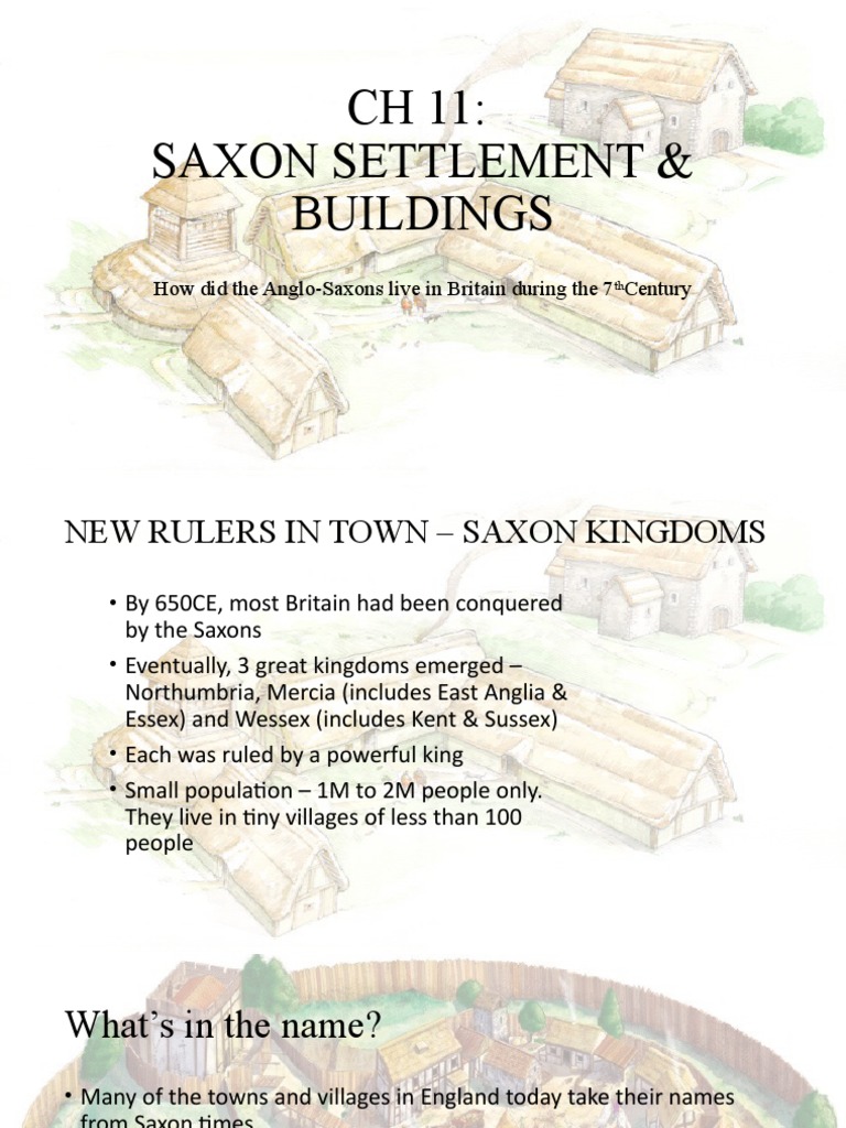 CH 11 Saxon Settlement & Buildings How Did The AngloSaxons Live in
