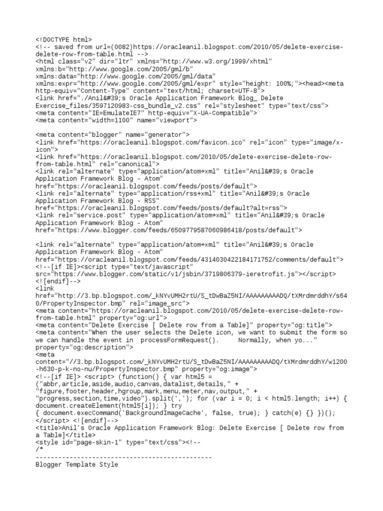 Anil's Oracle Application Framework Blog - Delete Exercise | PDF ...