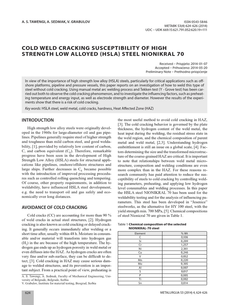 Cold Cracking in HSLA Steel Welding | PDF | Welding | Construction