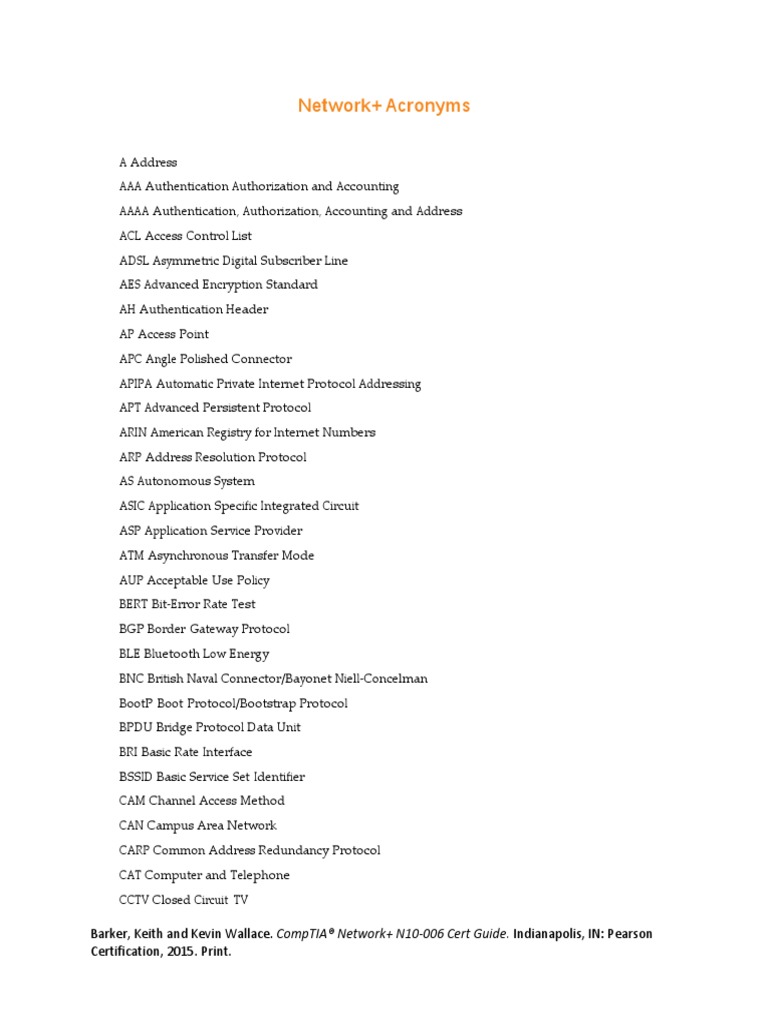 Network Acronyms PDF Computer Network Protocol Suite