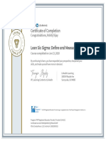 CertificateOfCompletion - Lean Six Sigma - Define and Measure Tools