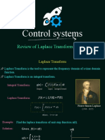 Control Systems: Review of Laplace Transform