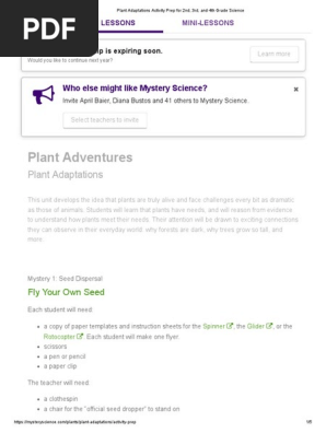 Plant Adaptations Activity Prep for 2nd, 3rd, And 4th Grade Science