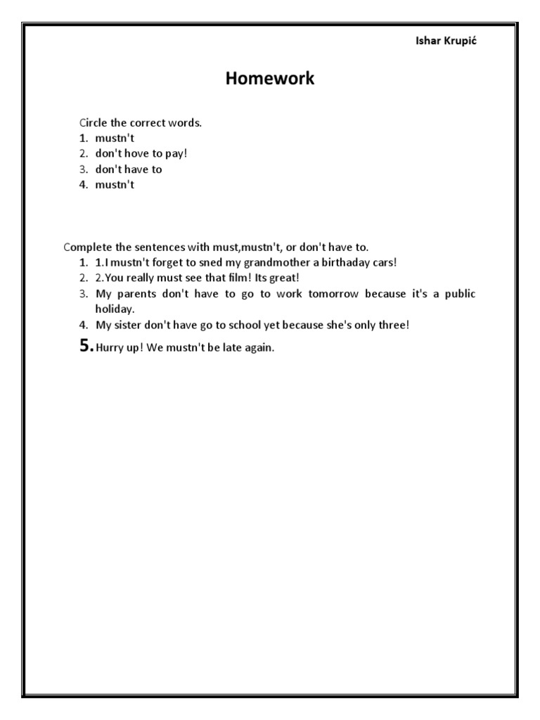 English Homework for Students | PDF