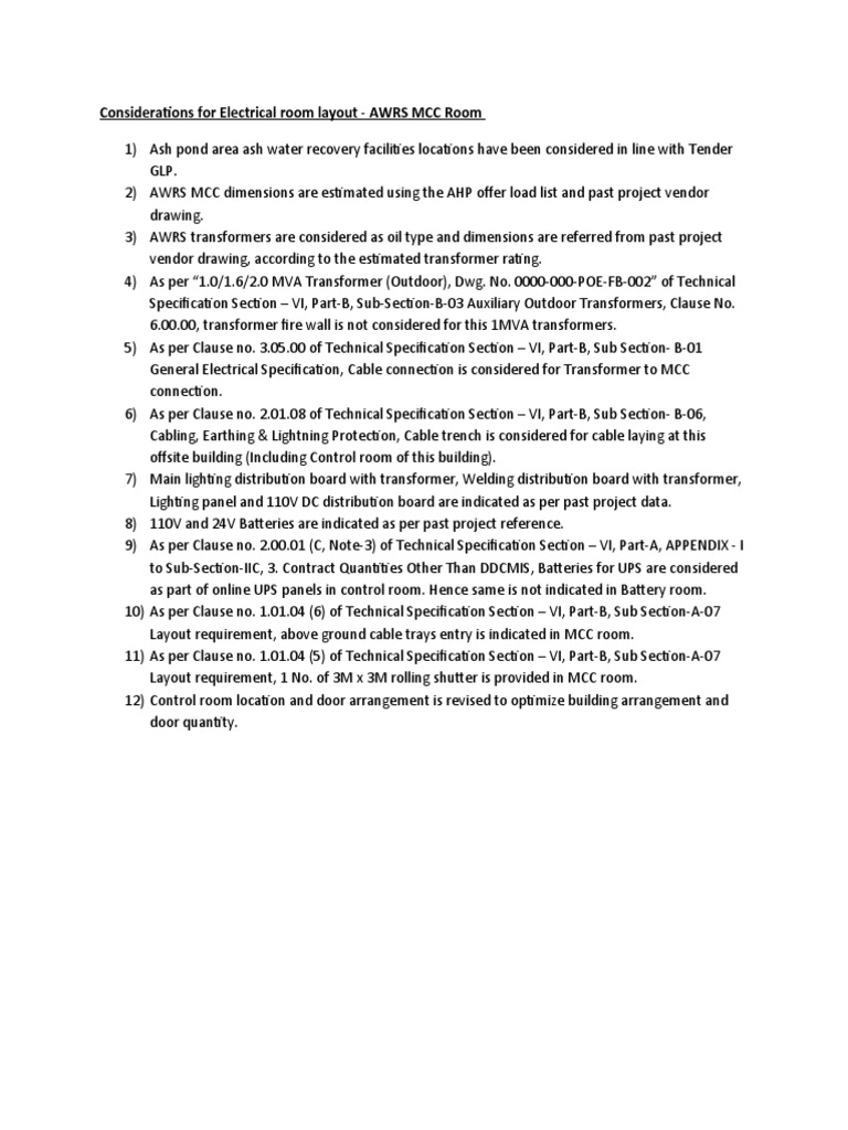 MCC Room Layout and Requirements | PDF | Technology & Engineering