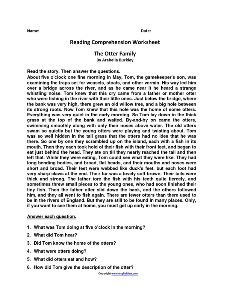 5th otter family pdf otter