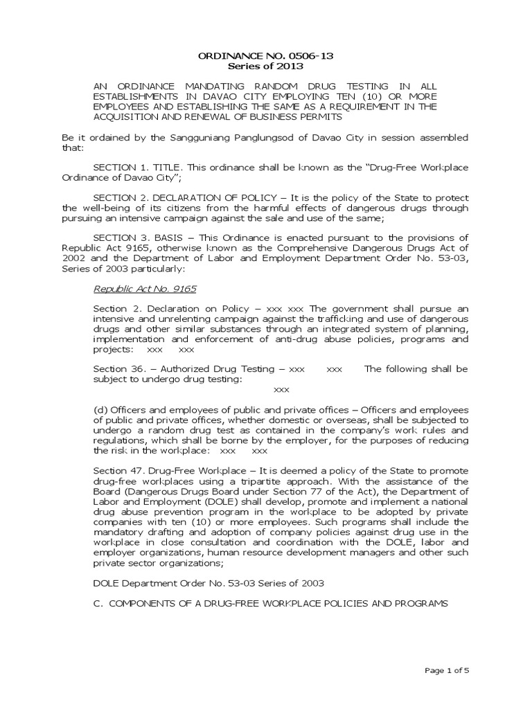 Davao City Ordinance No. 050613 PDF Employment Justice