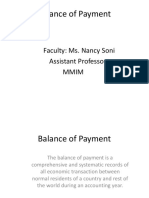 Balance of Payment: Faculty: Ms. Nancy Soni Assistant Professor Mmim