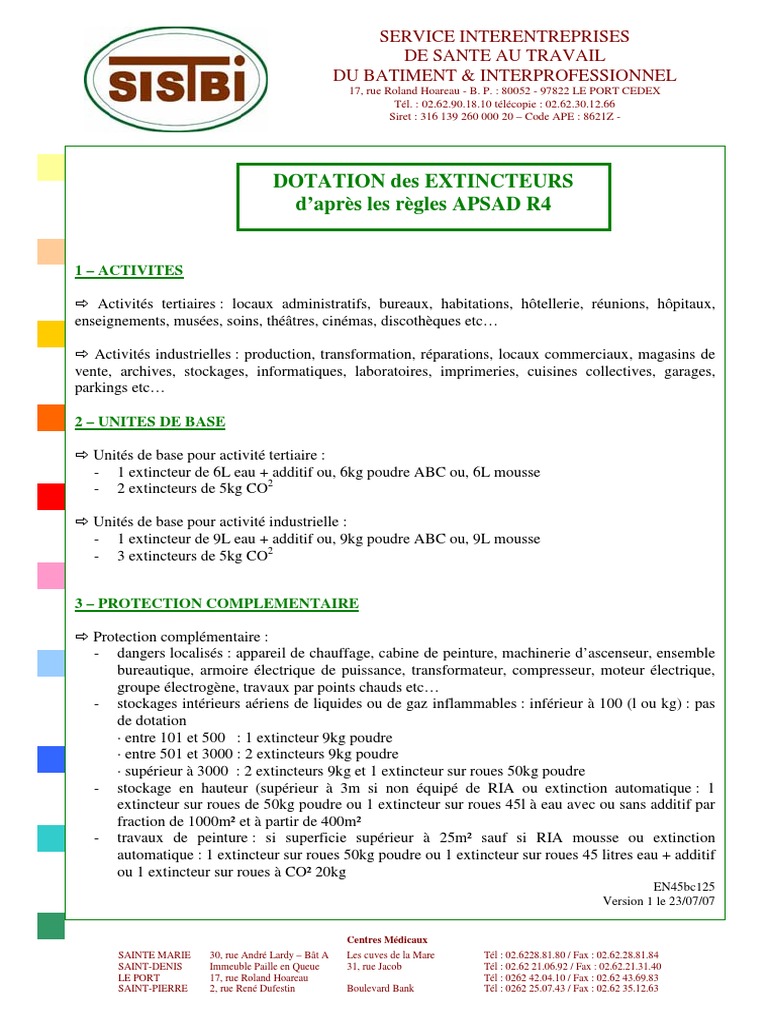 Dotation des extincteurs selon APSAD R4 | PDF | Génie du bâtiment ...