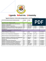 Uganda Martyrs University Programmes and Fees Structure