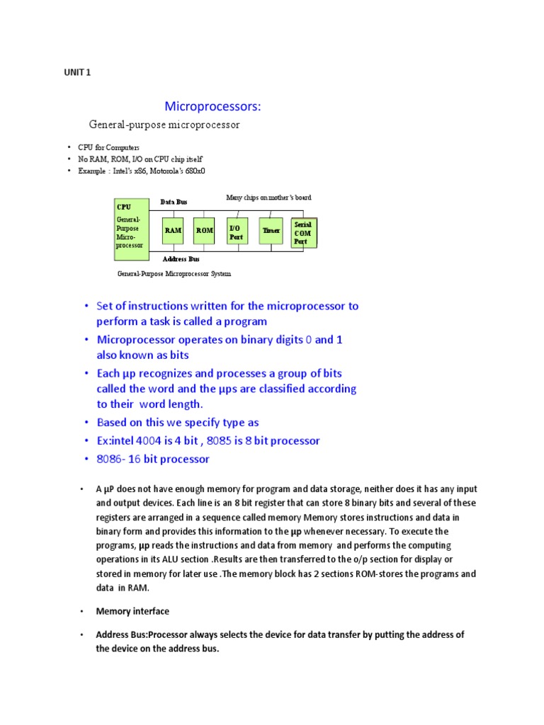 MC Unit 1 NON CAMPUS | PDF | Central Processing Unit | Microcontroller